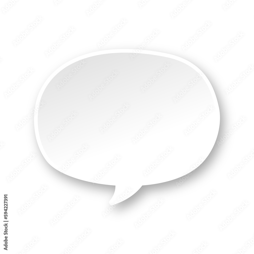 White 3D paper speech bubble. Simple minimal thought balloon infographic design element White 3D paper speech bubble. Simple minimal thought balloon infographic design element