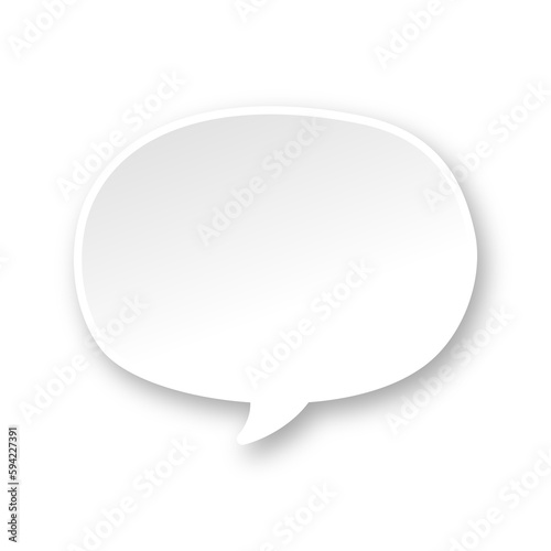 White 3D paper speech bubble. Simple minimal thought balloon infographic design element