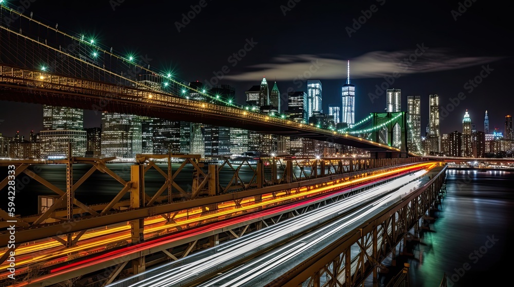 city bridge at night, ai generative