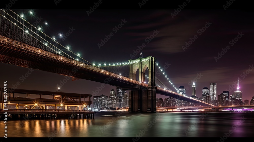 city bridge at night, ai generative