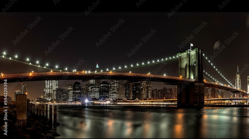 Fototapeta premium city bridge at night, ai generative