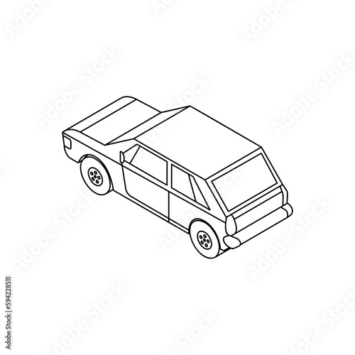 isometric car isolated on white  