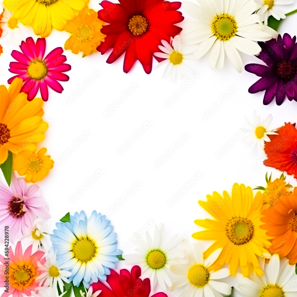 Wildflowers on a white background, ideal for banners, shallow depth of field, Illustrative Generative AI Wildflowers on a white background, ideal for banners, shallow depth of field, Illustrative Generative AI