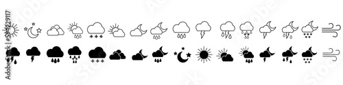 Weather icon vector set. Synoptic illustration sign collection. Weather forecast symbol or logo.