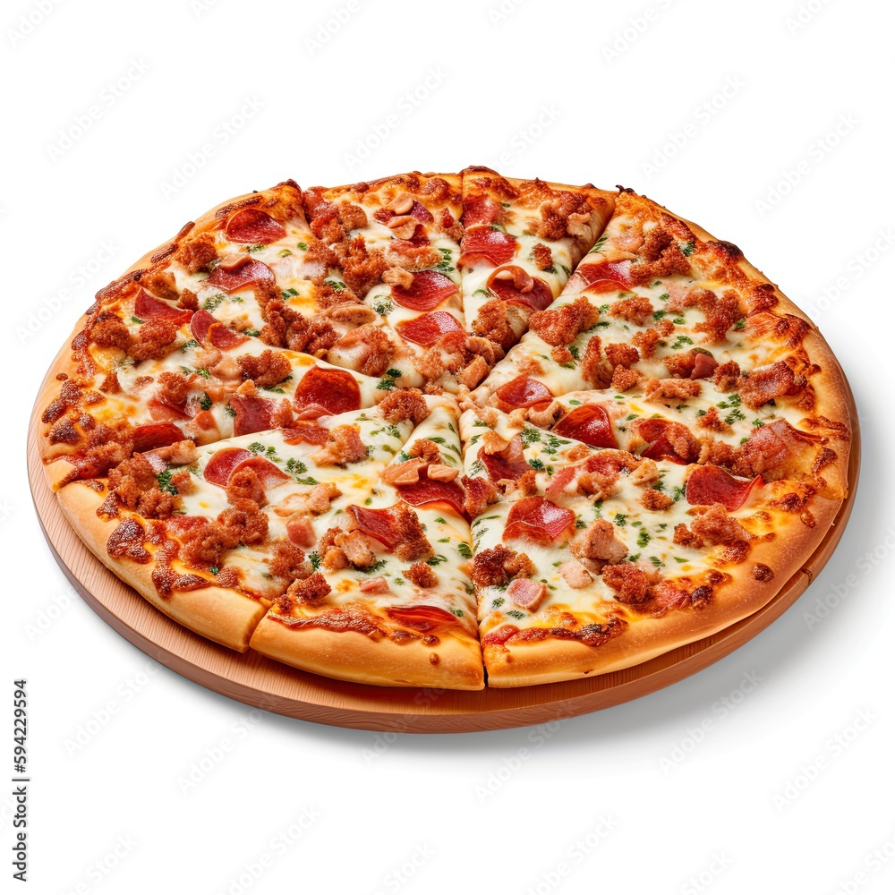 pizza isolated on white, ai generative