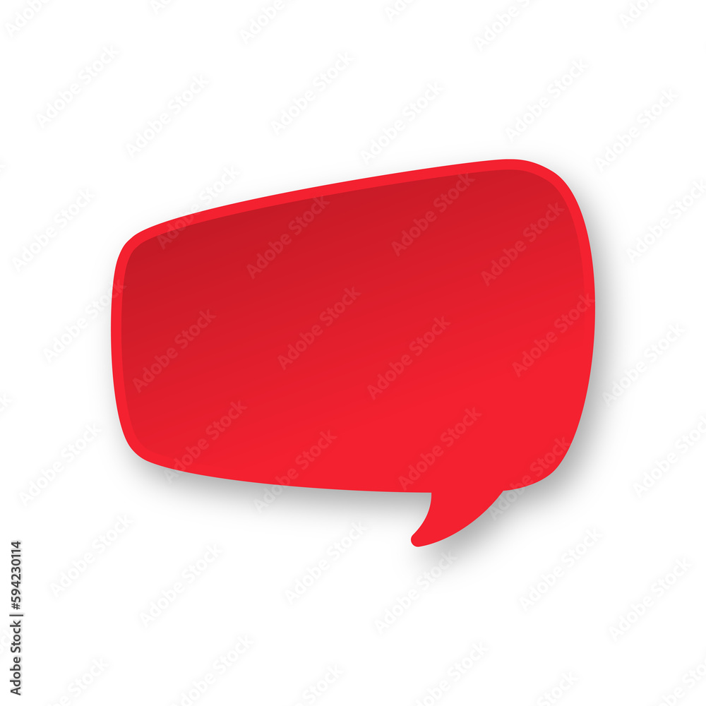Red 3D paper speech bubble. Simple minimal thought balloon infographic design element Red 3D paper speech bubble. Simple minimal thought balloon infographic design element