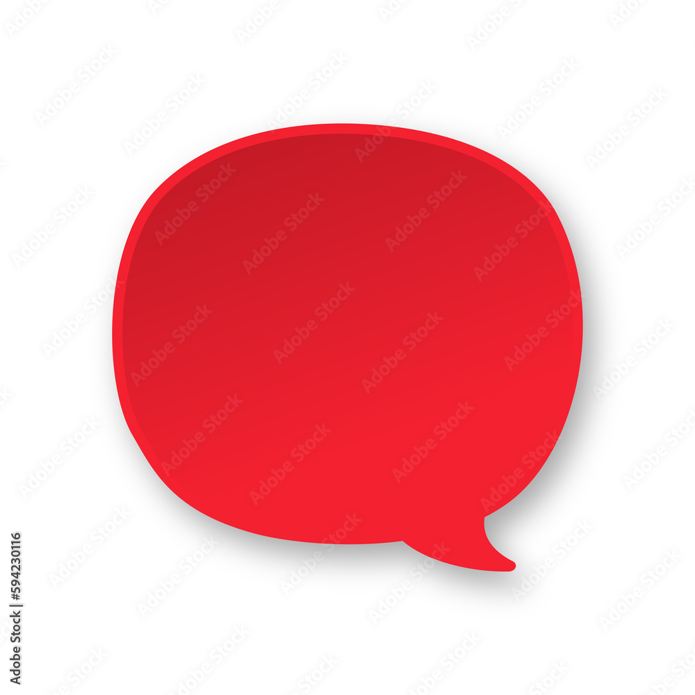 Red 3D paper speech bubble. Simple minimal thought balloon infographic design element Red 3D paper speech bubble. Simple minimal thought balloon infographic design element
