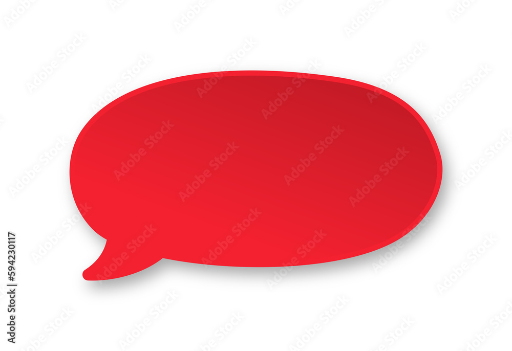 Red 3D paper speech bubble. Simple minimal thought balloon infographic design element Red 3D paper speech bubble. Simple minimal thought balloon infographic design element