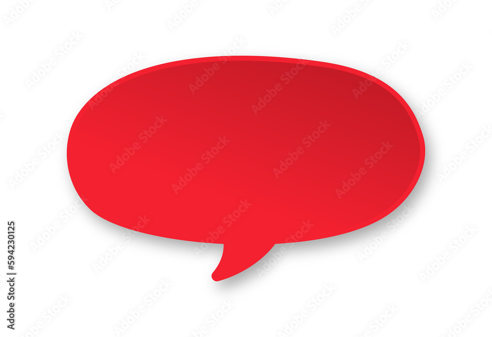 Red 3D paper speech bubble. Simple minimal thought balloon infographic design element Red 3D paper speech bubble. Simple minimal thought balloon infographic design element