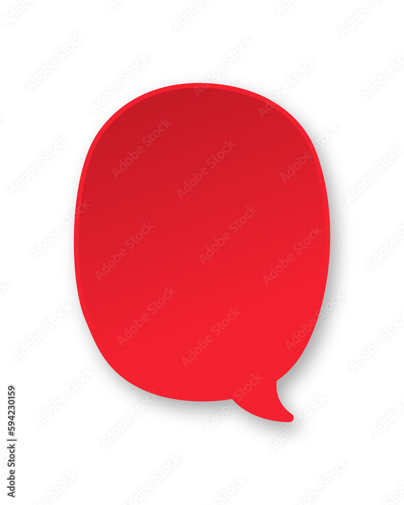 Red 3D paper speech bubble. Simple minimal thought balloon infographic design element Red 3D paper speech bubble. Simple minimal thought balloon infographic design element