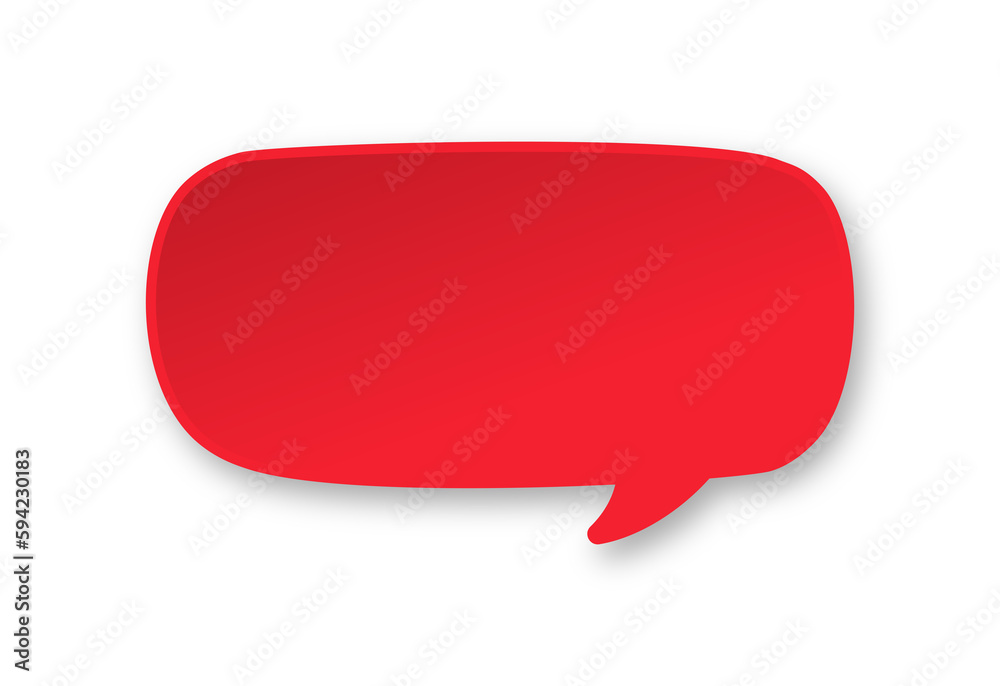 Red 3D paper speech bubble. Simple minimal thought balloon infographic design element Red 3D paper speech bubble. Simple minimal thought balloon infographic design element