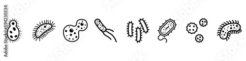 Bacteria icon vector set. Virus illustration sign collection. microbe symbol.