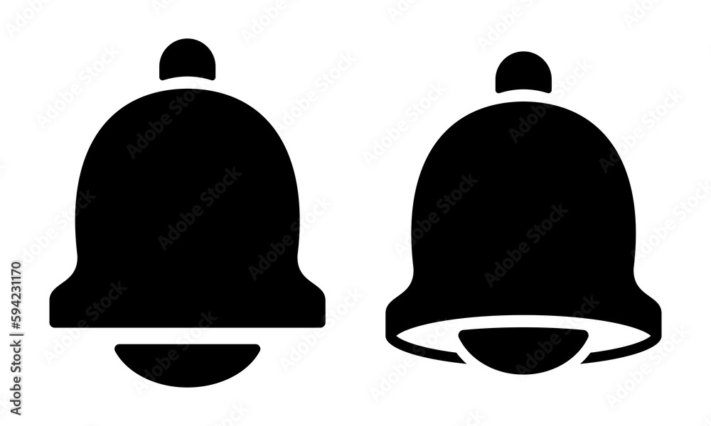 Fototapeta premium Bell. Black bell icon for subscriber notifications. Incoming message. Vector clipart isolated on white background.