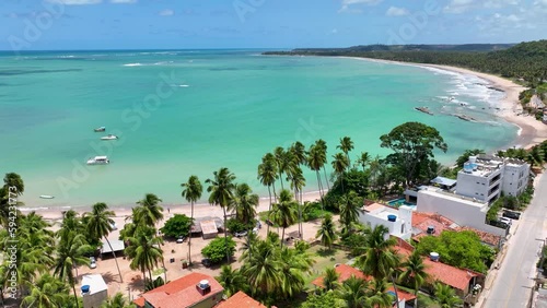 Beach Scene At Japaratinga In Alagoas Brazil. Tourism Landscape. Caribbean Background. Travel Scenery. Vacations Destinations. Seaside Scene. Beach Scene At Japaratinga In Alagoas Brazil. photo