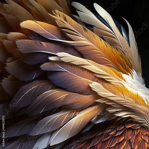 Stunning feathers. Gorgeous feathers realistic stunning. Beautiful feathers. Generative AI.