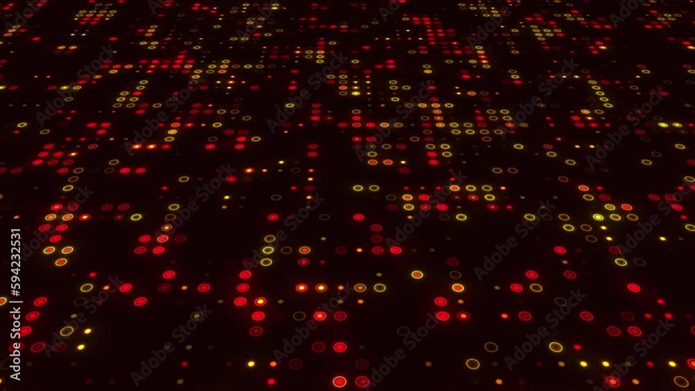 3D Red and Yellow Digital Dots Abstract Background Backdrop Animation. Motion Graphic Background. Particle Background
