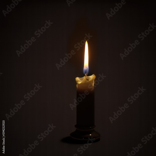 Single candle flickering in the darkness casting a warm. Generative AI. © SaraY Studio 