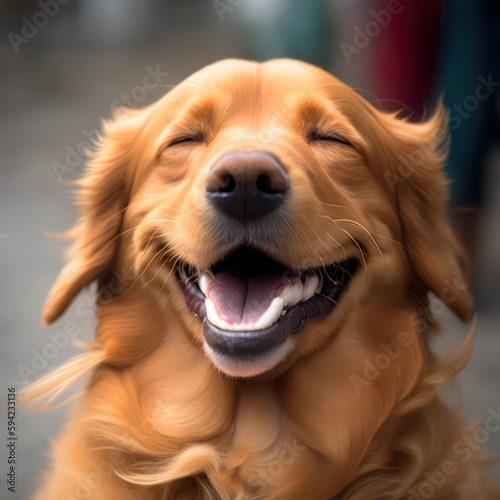 Happy dog. Happy dog portrait. Generative AI.