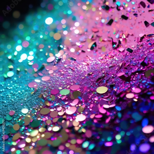 Full background of lots sparkly glitter. Colourful wallpaper background. Generative AI.