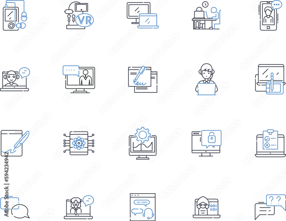 Subscriber line icons collection. Follower, Supporter, Benefactor, Devotee, Admirer, Sponsor, Advocate vector and linear illustration. Believer,Backer,Collaborator outline signs set