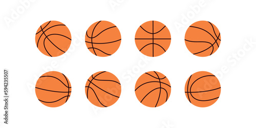 Basketball balls hand drawn icons. Sports equipment vector symbol isolated on white background. © Animado