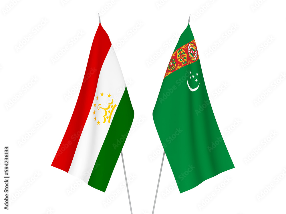 Tajikistan and Turkmenistan flags Tajikistan and Turkmenistan flags