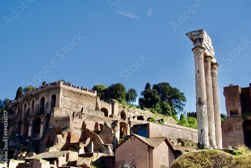 Canvas Print View of the Ruins of the Roman Forum and Palatine Hill including the home of Cae