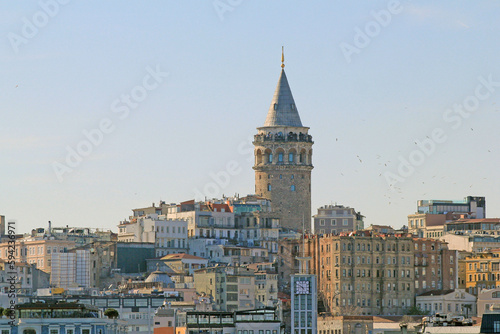 Galata Tower  view from the Golden Horn Bay in Istanbul