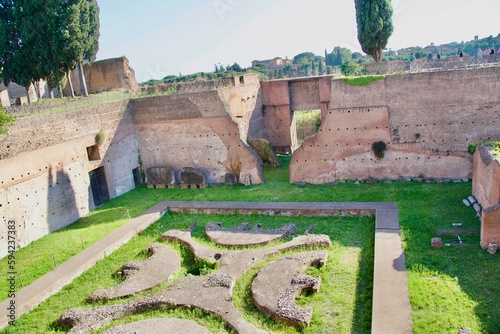 Canvas Print View of the Ruins of the Roman Forum and Palatine Hill including the home of Cae