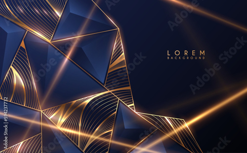 Blue and gold geometric shapes background