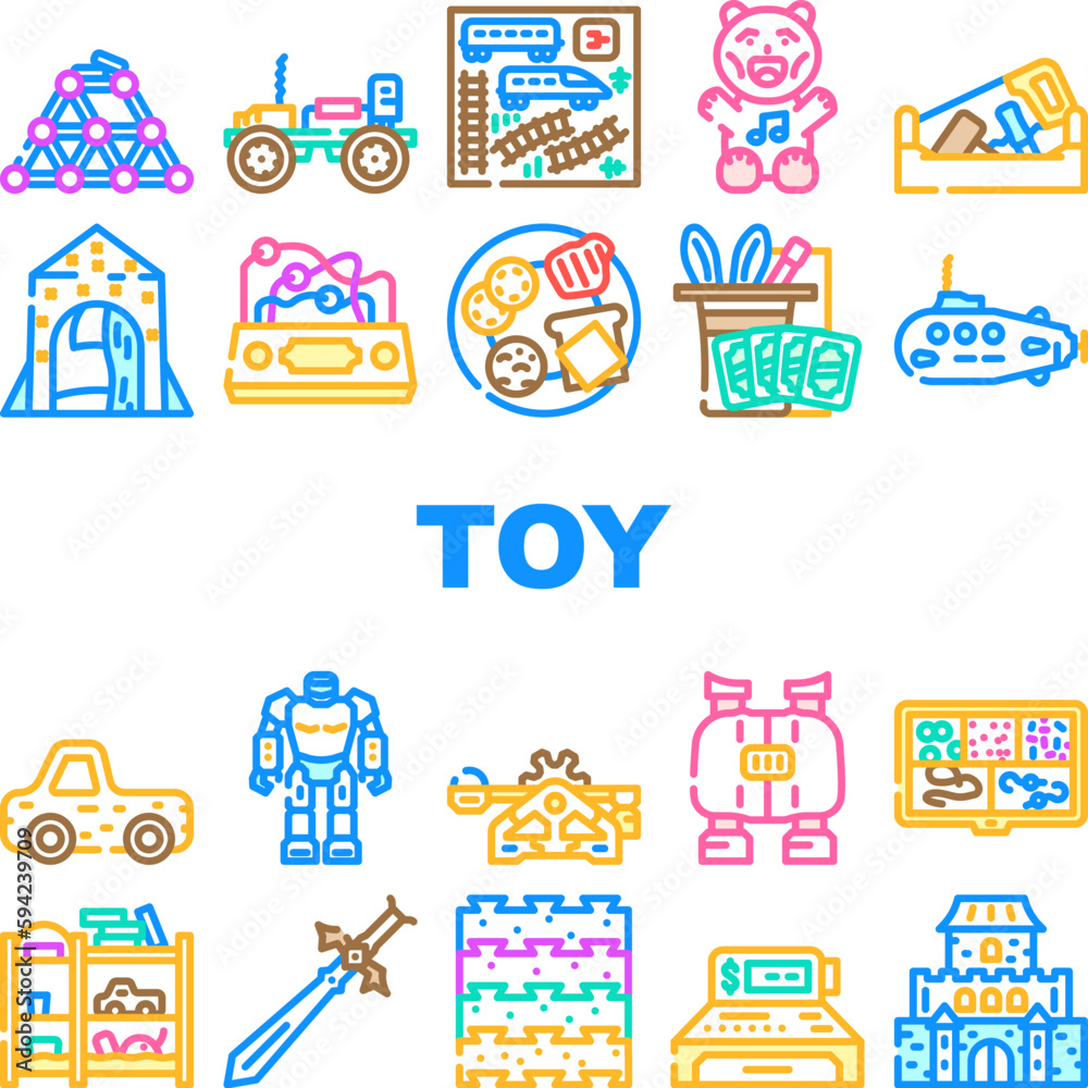 toy baby child kid icons set vector toy baby child kid icons set vector