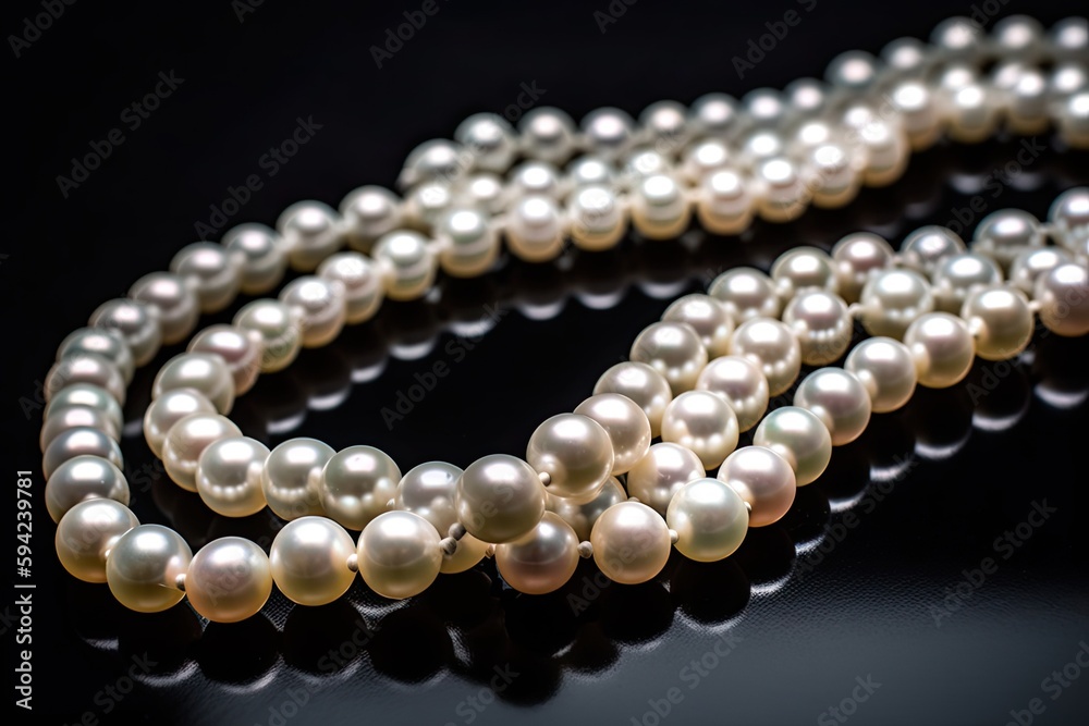 pearl necklace on black background, ai generative pearl necklace on black background, ai generative