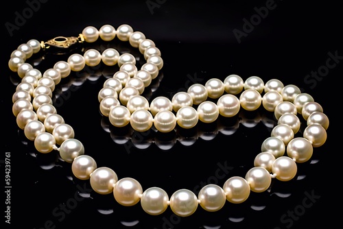 pearl necklace on black background, ai generative