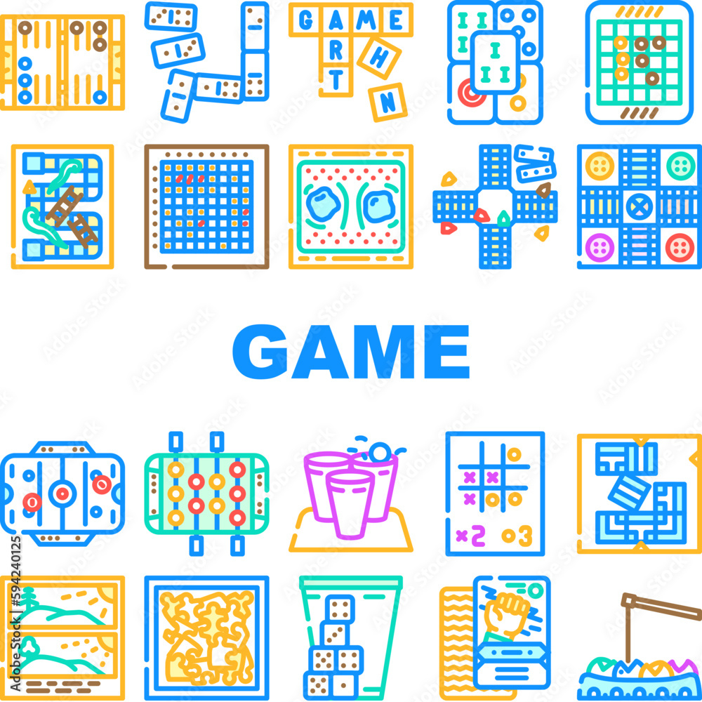 game board table play icons set vector