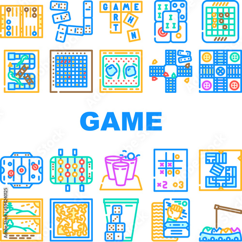game board table play icons set vector
