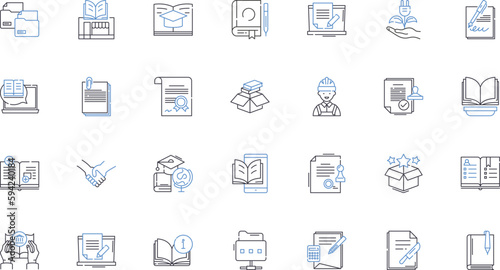 Blockbuster movies line icons collection. Epic, Thrilling, Action-packed, Intense, Dramatic, Spectacular, Captivating vector and linear illustration. Unforgettable,Heart-pounding,Mind-blowing outline