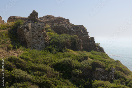 Crusader castle in the ancient town of Apollonia  Tel Arsuf  on Mediterranean seashore of Herzliya city  Apollonia National Park  HaSharon district  Israel.