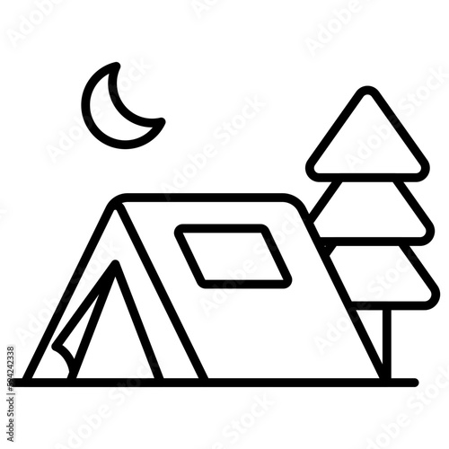 A temporary shelter made of fabric and designed for outdoor camping, providing protection from the elements and a place to sleep