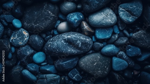 Blue stone background. Toned rock texture. Close-up. Dark blue grunge background with copy space for your design