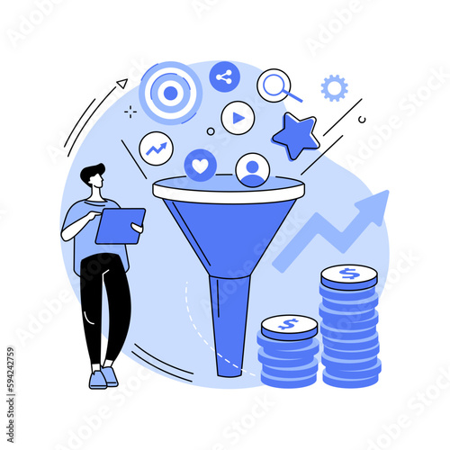Marketing funnel abstract concept vector illustration.