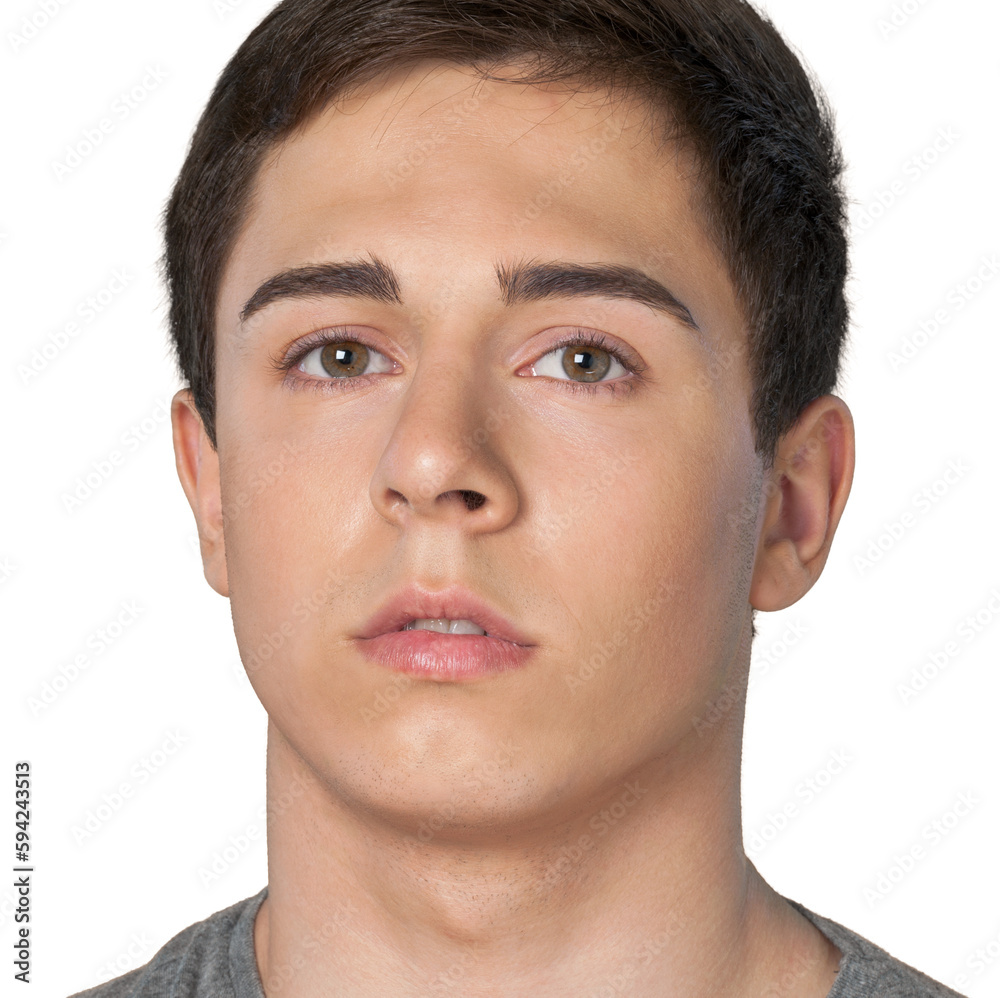 Obraz premium Close-up portrait of teenage boy on white background