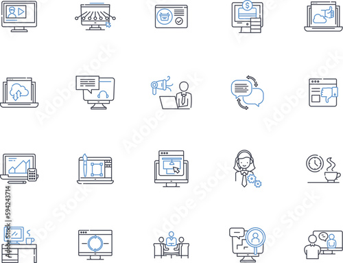 Connecting contacts line icons collection. Nerking  Communication  Socializing  Collaborating  Interacting  Connecting  Exchanging vector and linear illustration. Linking Introducing Building outline