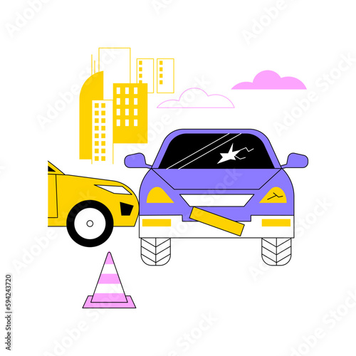 Traffic accident abstract concept vector illustration.