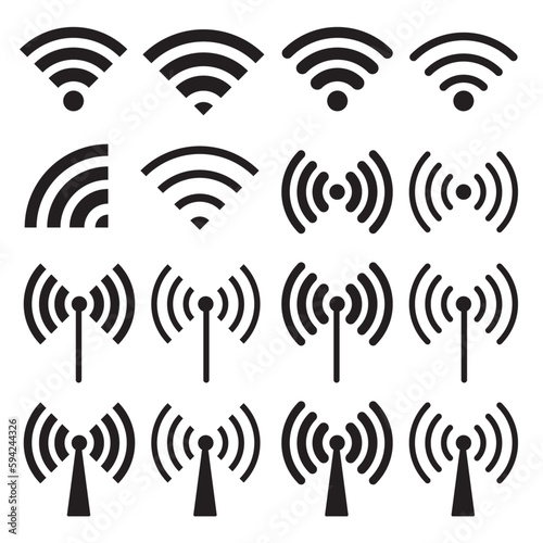 Wifi icon collection. Stock vector set of wireless wi fi network signal.