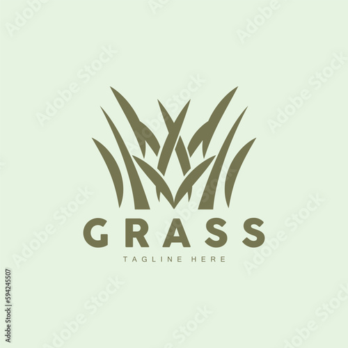 Green Grass Logo Design, Farm Landscape Illustration, Natural Scenery Vector