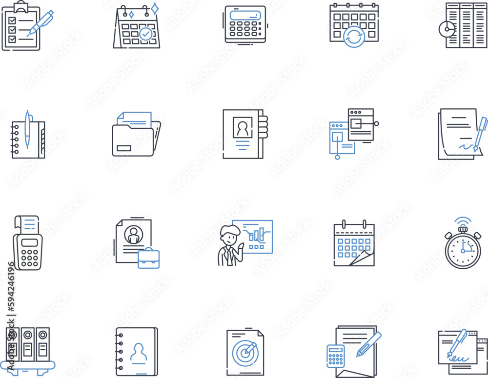 Deadline line icons collection. Countdown, Due date, Limit, Timeframe, Expiry, Critical, Target vector and linear illustration. Endgame,Time crunch,Urgent outline signs set