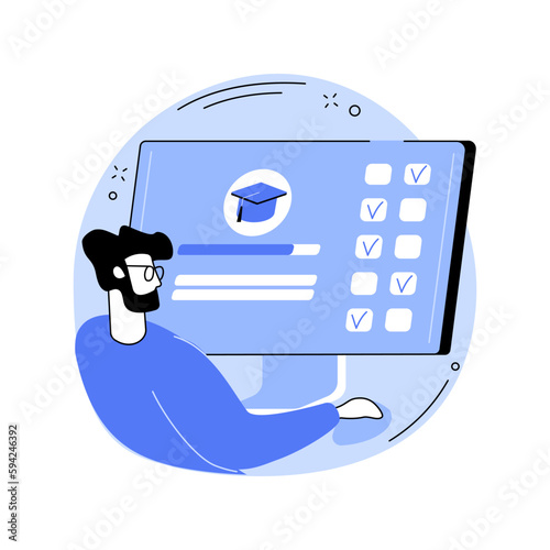 Online exam isolated cartoon vector illustrations.
