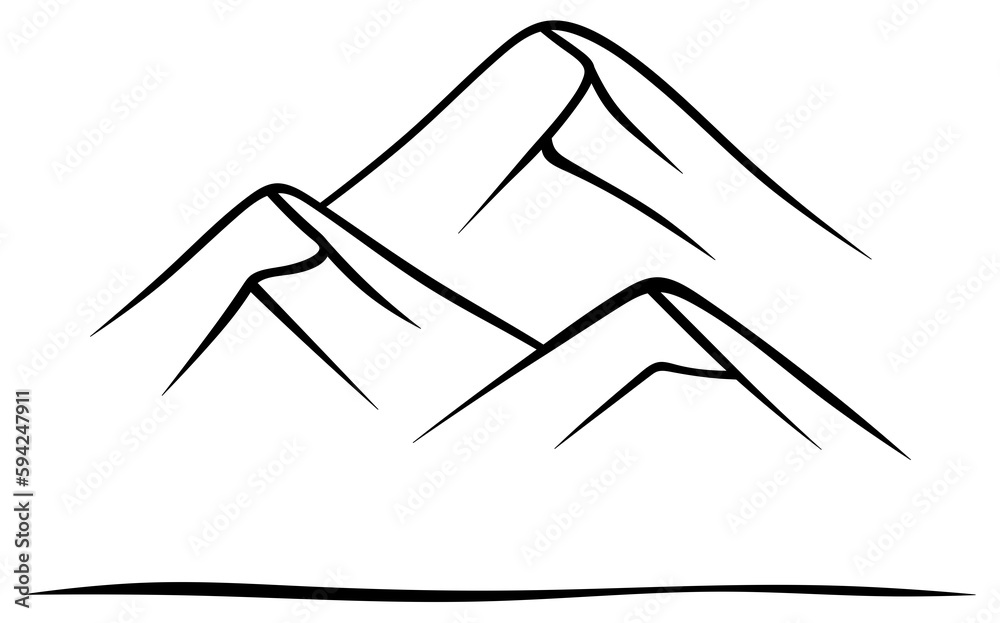 Black and white minimalistic mountain logo. Three mountain peaks.