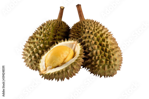 Durian isolated on transparent background. Generative Ai