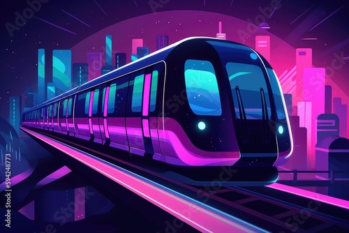Colorful High-speed train illustration, high resolution, high-quality image, travel, lighting, colorfulness, fast travel, be on time, technology, progress.